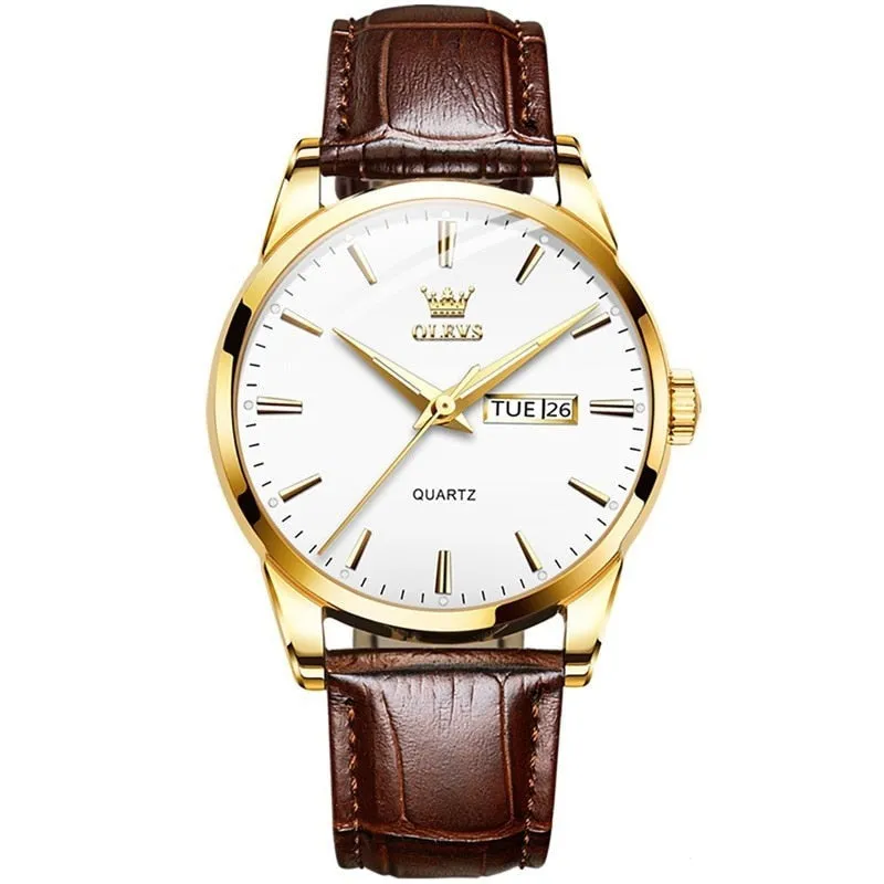 OLEVS®  Leather Men's Watch Waterproof