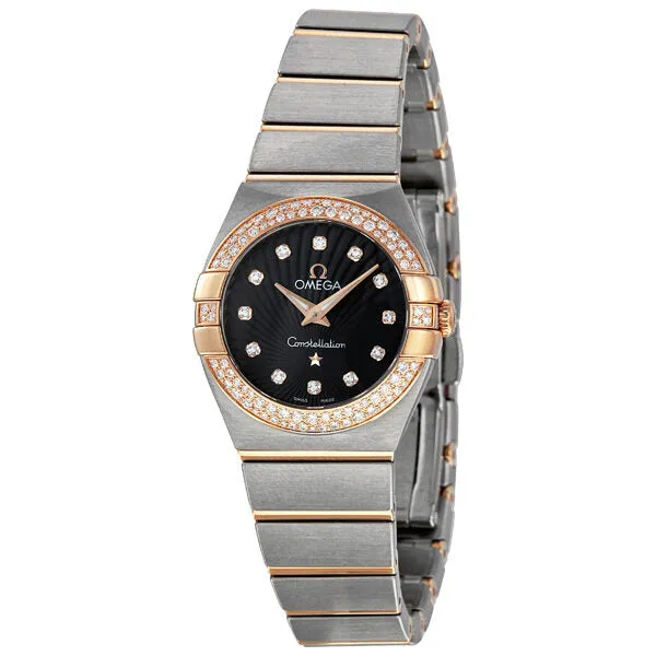 Omega Constellation Blue Dial Steel and Rose Gold Diamond Ladies Watch 12325246053001 123.25.24.60.53.001