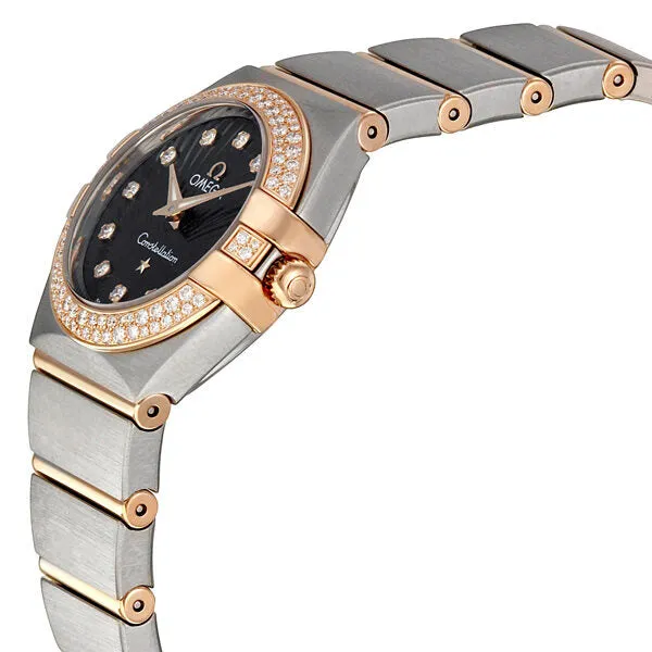 Omega Constellation Blue Dial Steel and Rose Gold Diamond Ladies Watch 12325246053001 123.25.24.60.53.001