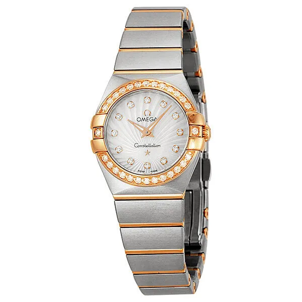 Omega Constellation Mother of Pearl Diamond Dial Brushed Steel Ladies Watch 123.25.24.60.55.002