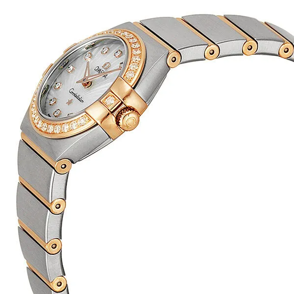Omega Constellation Mother of Pearl Diamond Dial Brushed Steel Ladies Watch 123.25.24.60.55.002