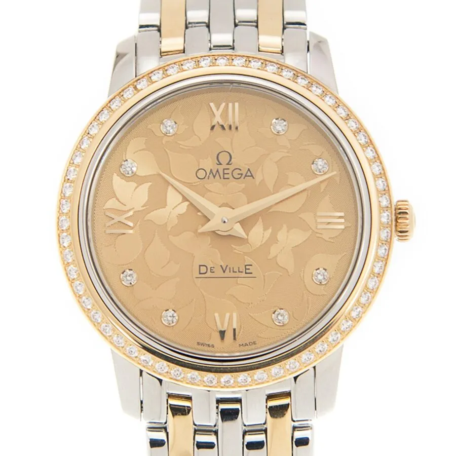 Omega De Ville Champagne Butterfly Diamond Dial Ladies Watch 424.25.27.60.58.002