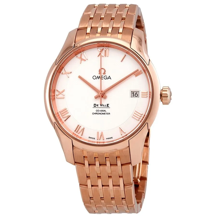 Omega De Ville Chronometer Silver Dial 18K Rose Gold Men's Watch OM43150412102001 431.50.41.21.02.001