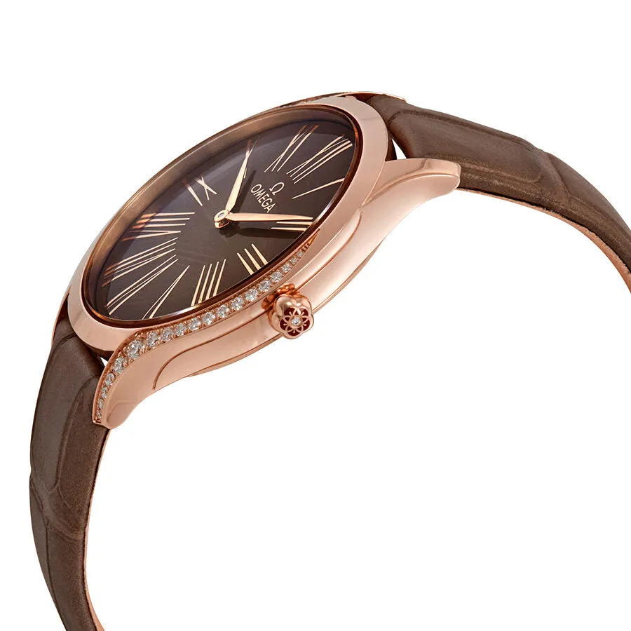 Omega De Ville Diamond Brown Dial 18kt Rose Gold Ladies Watch 428.58.36.60.13.001