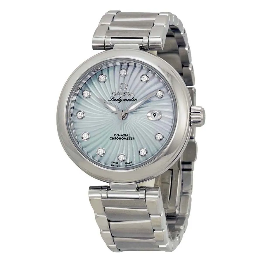 Omega De Ville Ladymatic Blue Mother of Pearl Diamond Dial Automatic Ladies Watch 42530342057002 425.30.34.20.57.002