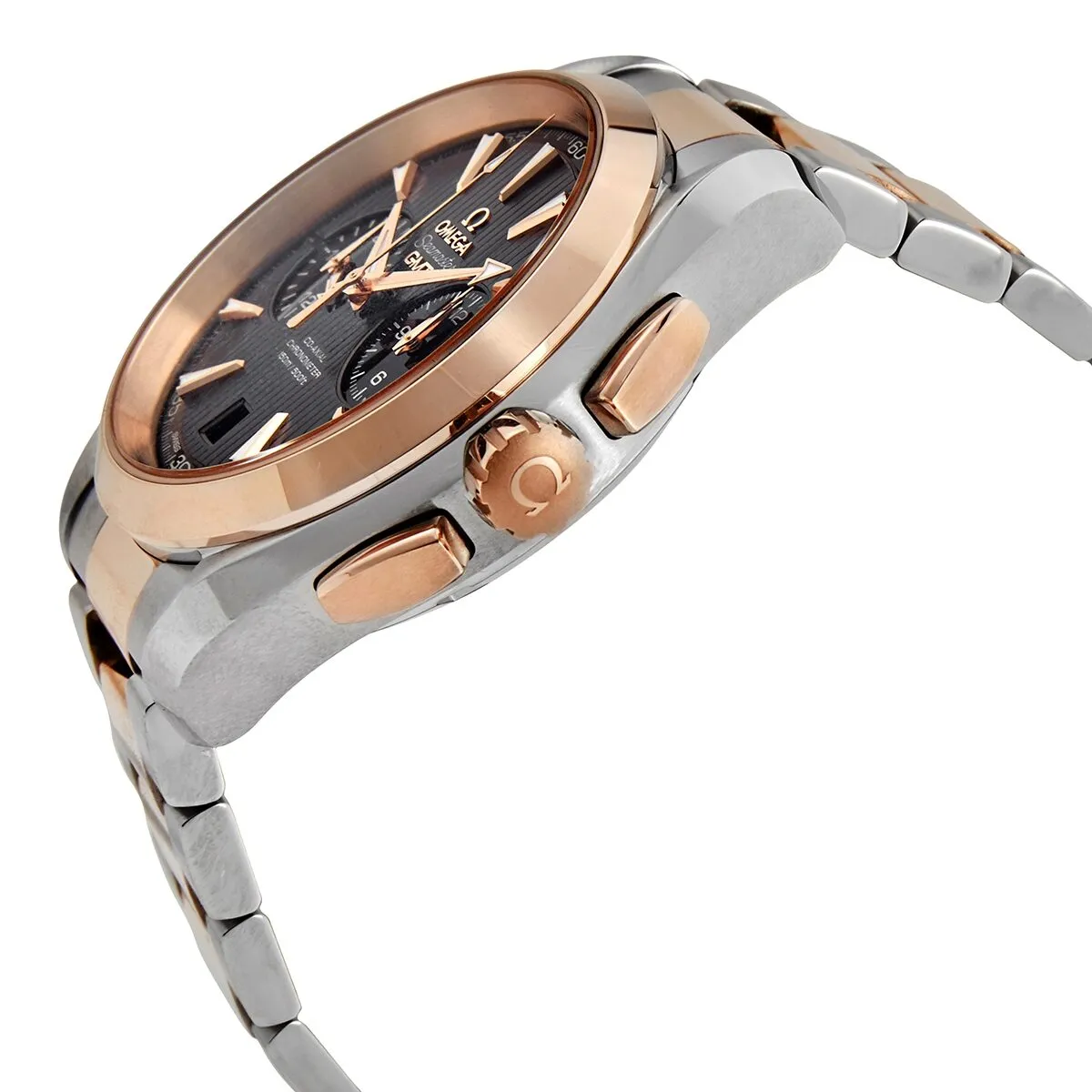 Omega Seamaster Aqua Terra Teak Grey Dial Chronograph Steel and 18K Rose Gold Automatic Men's Watch 23120435206001 231.20.43.52.06.001