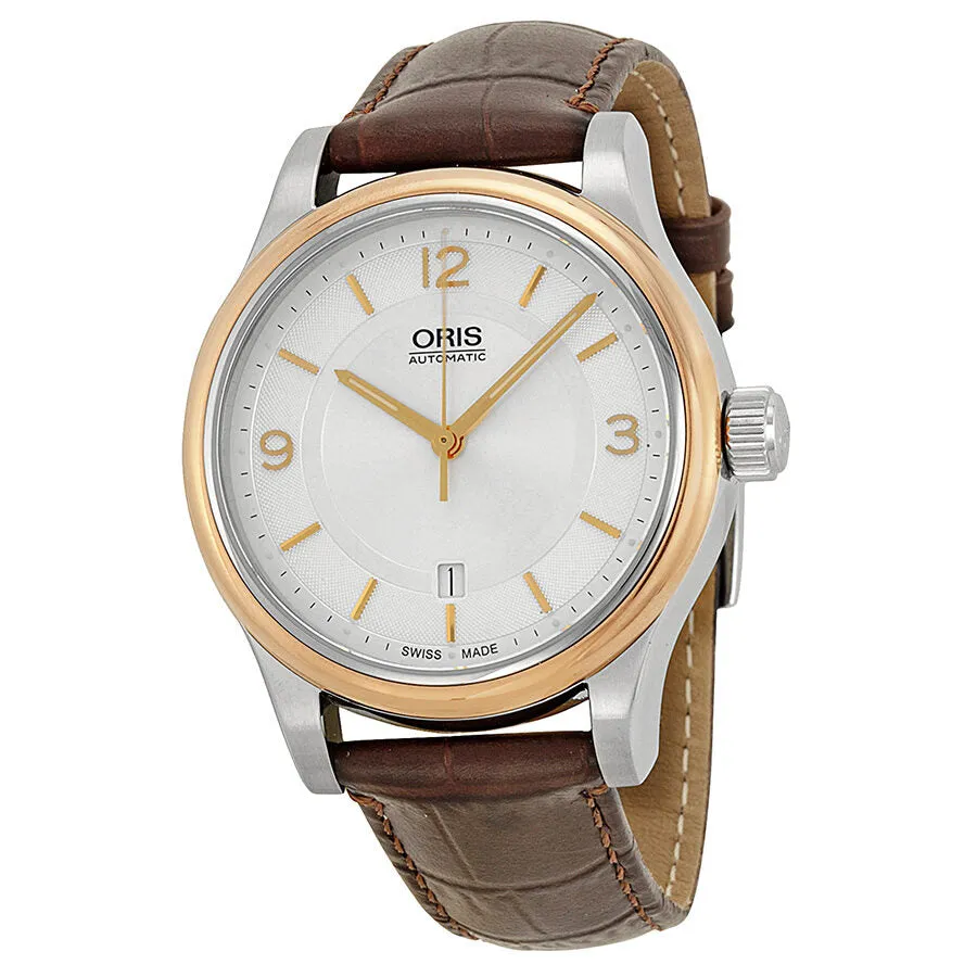 Oris Classic Date Silver Dial Brown Leather Men's Watch 733-7594-4331LS 01 733 7594 4331-07 5 20 12