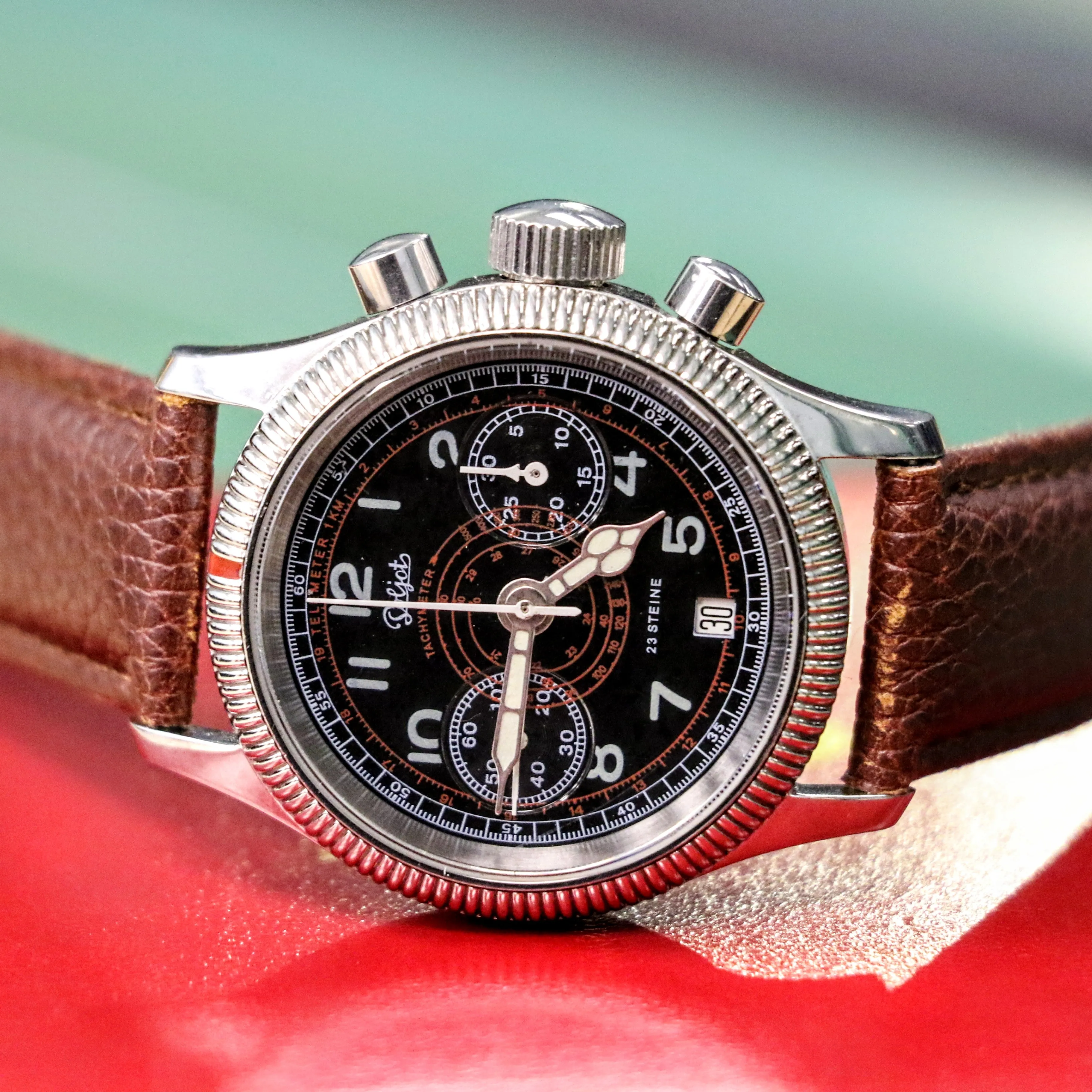 POLJOT "Hanhart" Flieger Chronograph Wristwatch 23 Steine P3133 No. 007/200 Date Indicator Watch