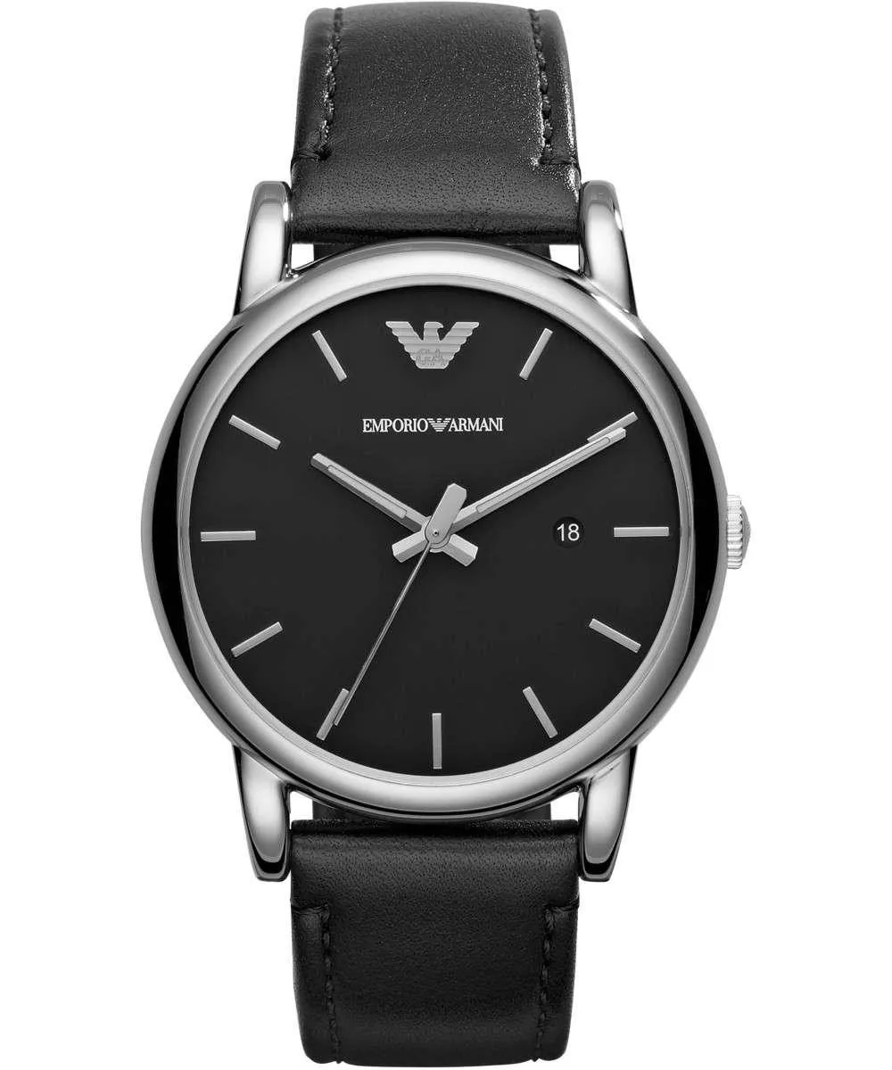 Quartz stainless steel black/silver Leather Watch