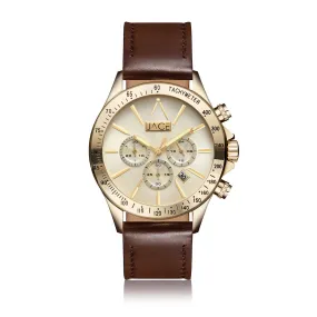 "ZAGREB" MEN`S LEATHER BAND CHRONOGRAPH WATCH