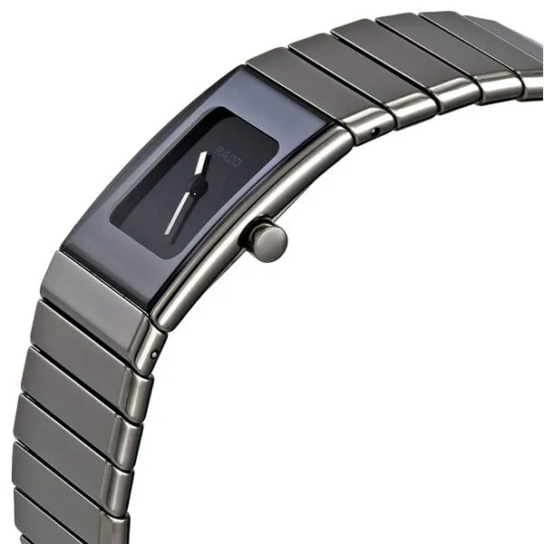 Rado Ceramica Small Black Dial Platinum Tone Ceramic Ladies Watch R21827232