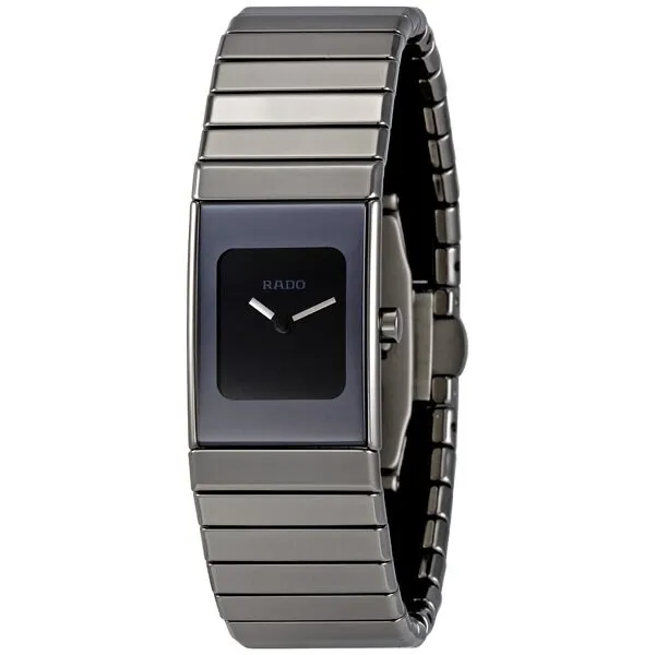 Rado Ceramica Small Black Dial Platinum Tone Ceramic Ladies Watch R21827232