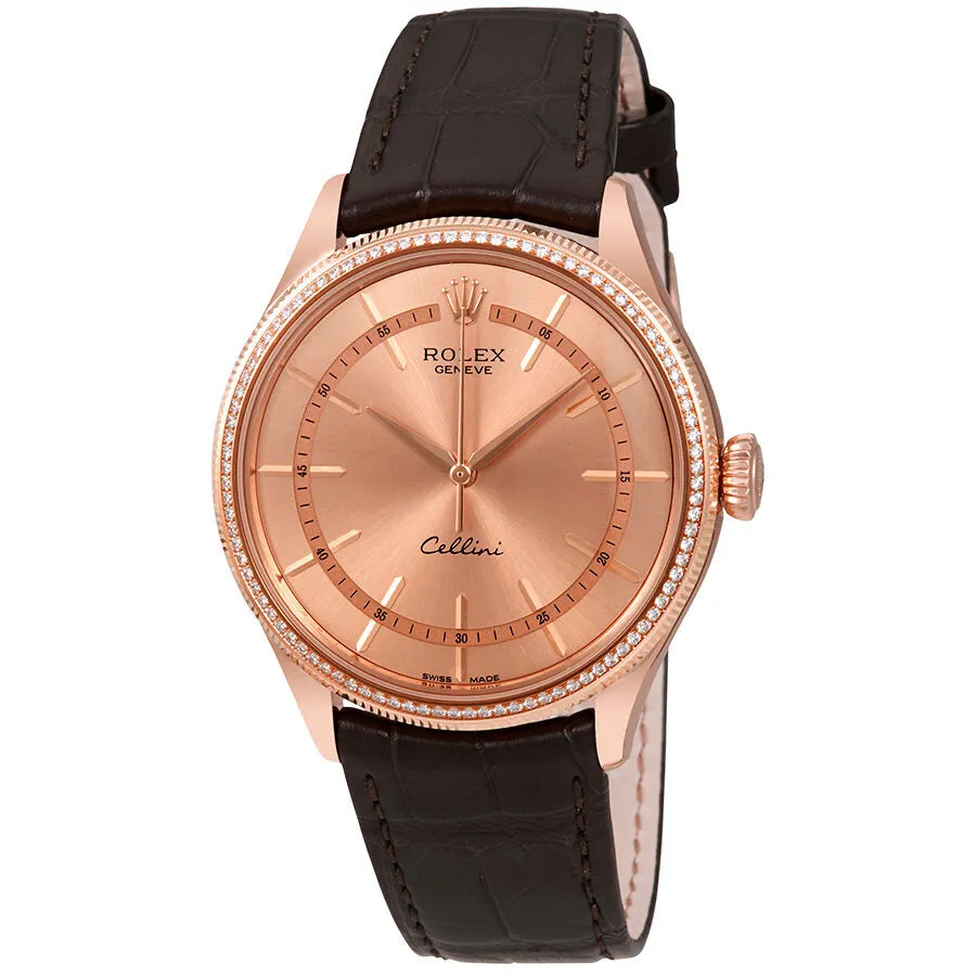Rolex Cellini Pink Gold Diamond 18K Everose Gold Men's Watch 50605RBR