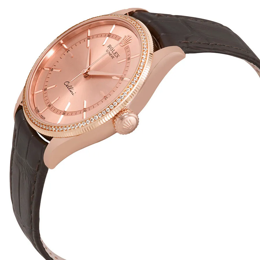 Rolex Cellini Pink Gold Diamond 18K Everose Gold Men's Watch 50605RBR