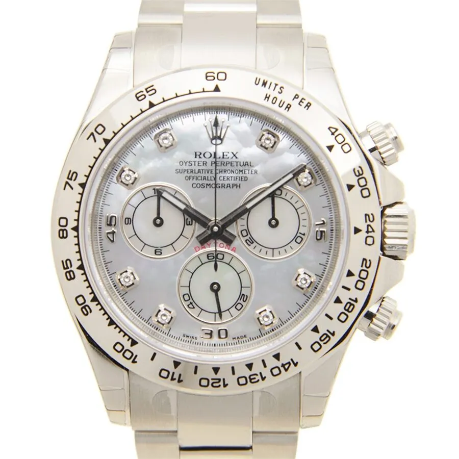 Rolex Cosmograph Daytona Mother of Pearl Diamond Dial Men's 18kt White Gold Oyster Watch 116509MDO