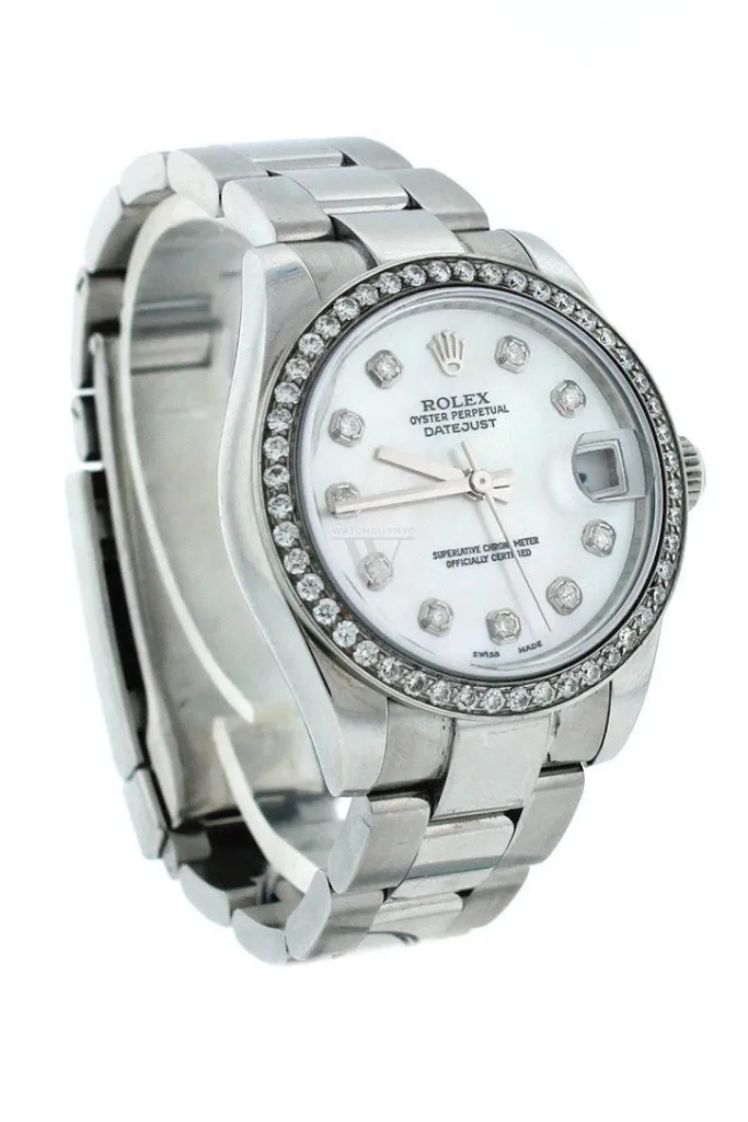 Rolex Custom Datejust 31 Mother of Pearl Diamond Dial Diamond Bezel Men's Watch 178240 Pre-owned