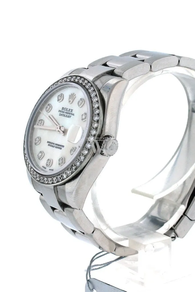 Rolex Custom Datejust 31 Mother of Pearl Diamond Dial Diamond Bezel Men's Watch 178240 Pre-owned
