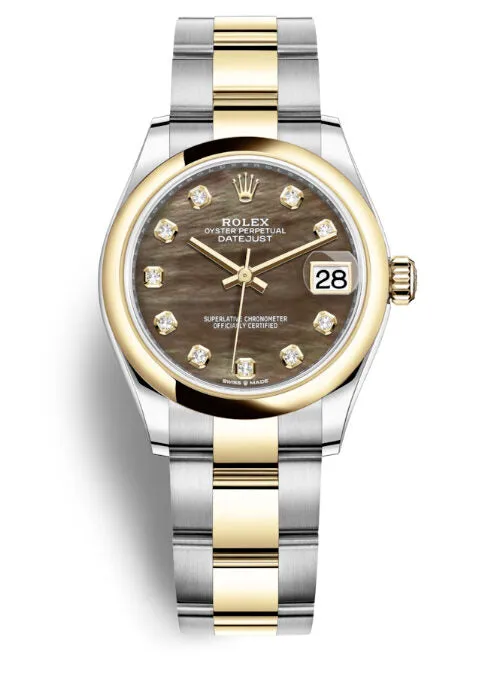Rolex Datejust 31 Black Mother of Pearl Diamond Dial Ladies Oyster Watch 278243BKMDO