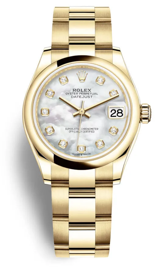 Rolex Datejust 31 Mother of Pearl Diamond Ladies 18kt Yellow Gold Oyster Watch 278248MDO