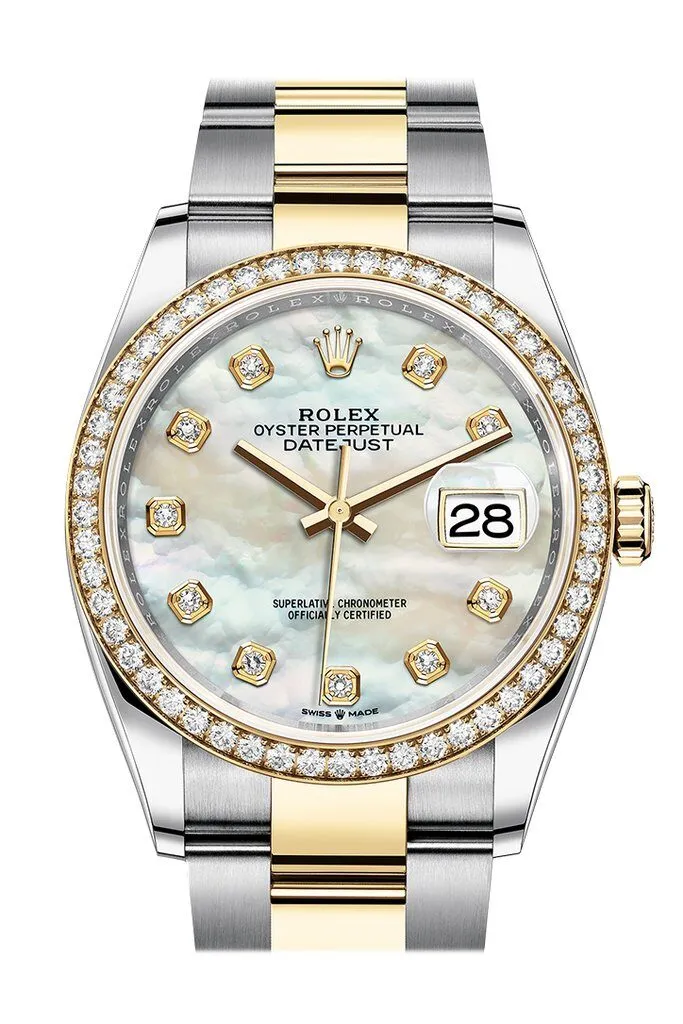 Rolex Datejust 36 Mother of Pearl Diamond Dial Men's Steel and 18kt Yellow Gold Oyster Watch 126283MDO