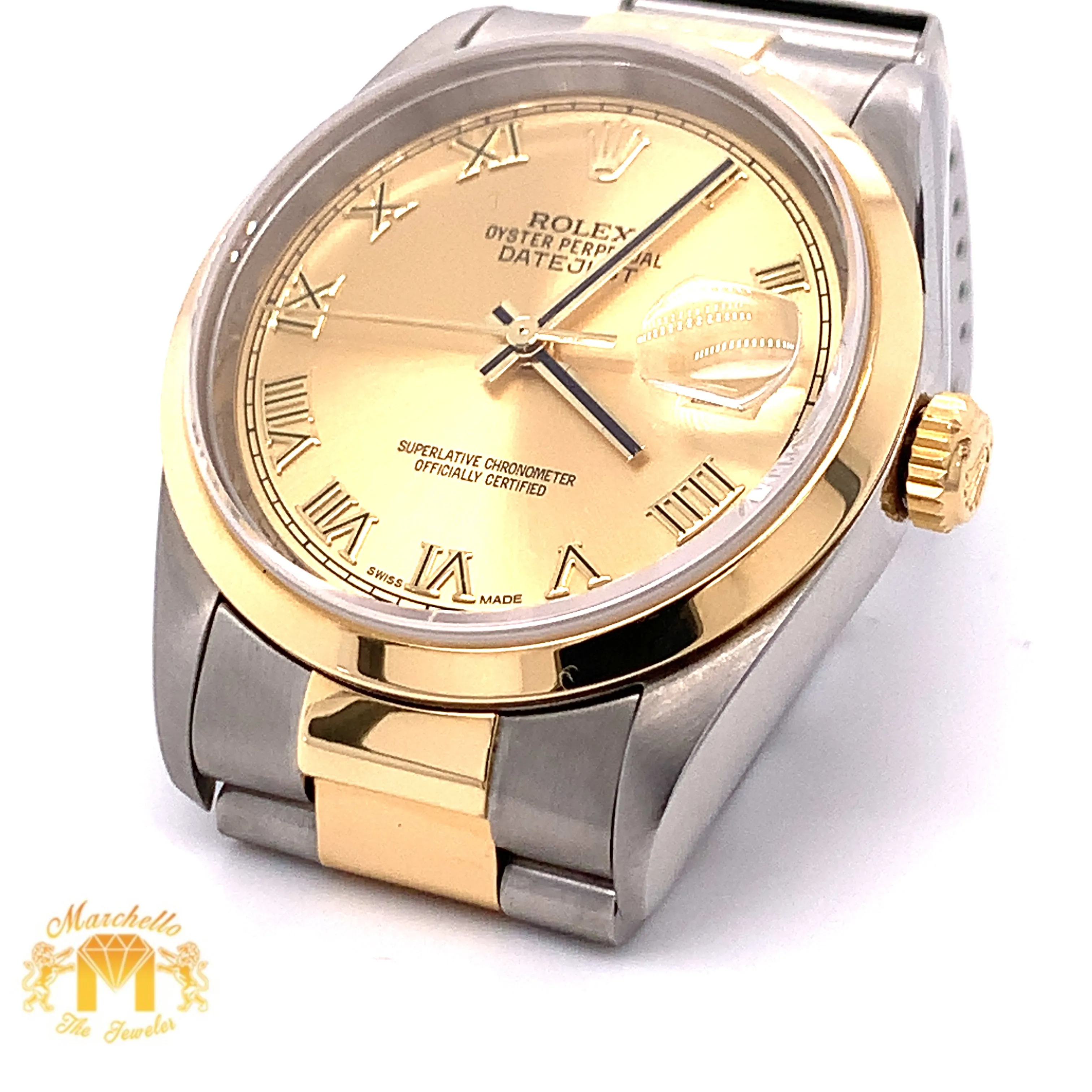 Rolex Datejust Watch with Two-tone Oyster Bracelet (36 mm, roman numerals dial)