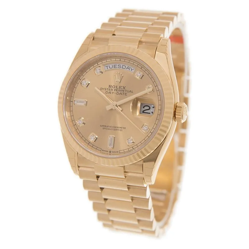 Rolex Day-Date 36 Champagne Diamond Dial 18kt Yellow Gold President Watch 128238CDP