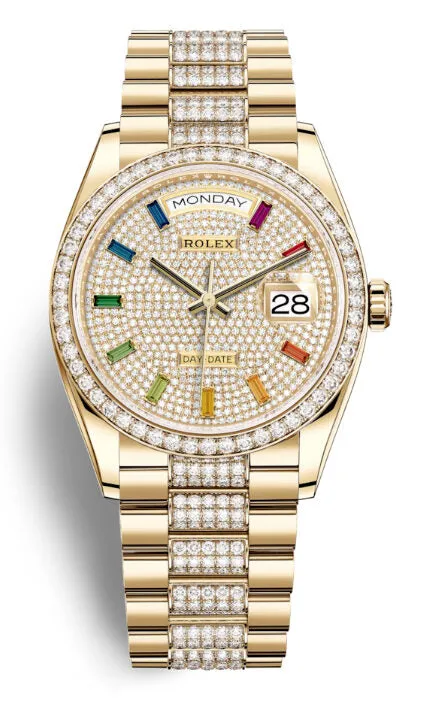 Rolex Day-Date 36 Paved Dial 18kt Yellow Gold Diamond-Set President Watch 128348DSDP