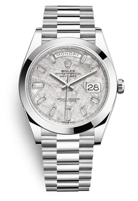 Rolex Day Date 40 Meteorite Diamond Dial Automatic Men's Platinum President Watch 228206MTDP