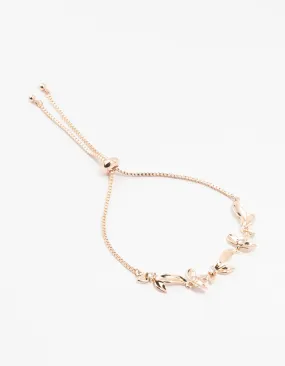 Rose Gold Plated Cubic Zirconia Caesar Leaf Bracelet
