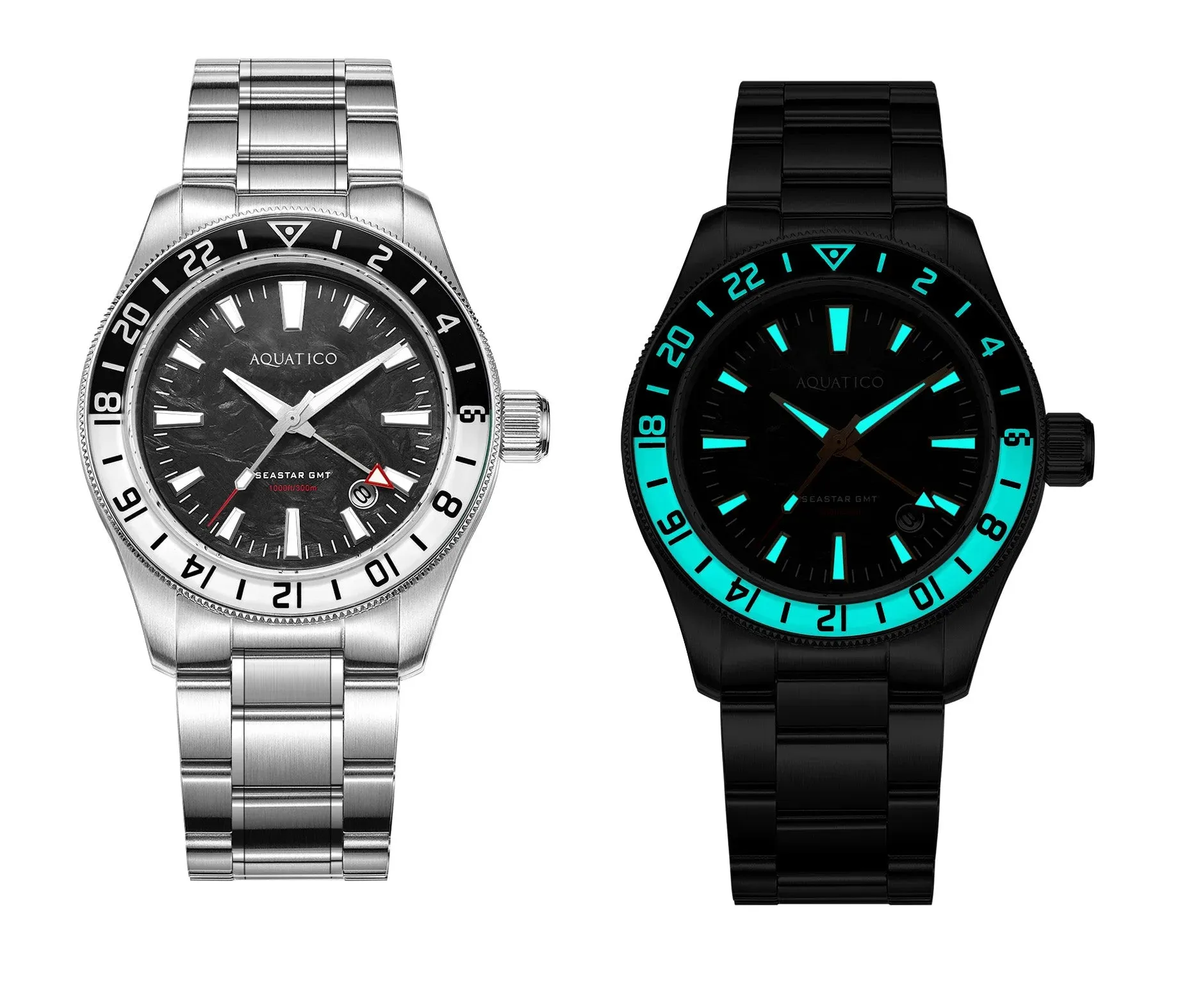 Sea Star GMT Forged Carbon Dial Black White Bezel Inlay