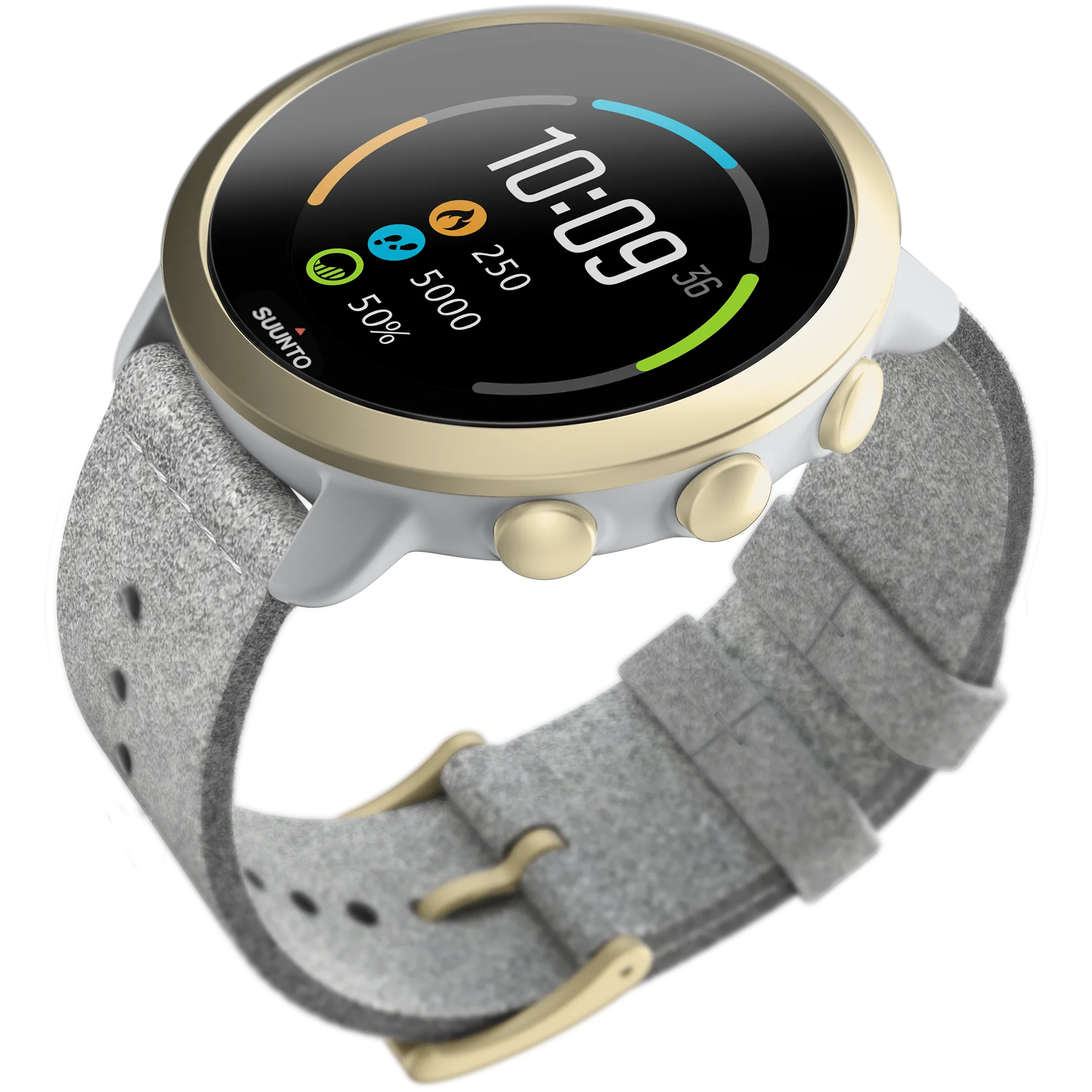 Suunto 3 Multisport Watch with Heart Rate Monitor, Pebble White Light Gold (SS050599000)