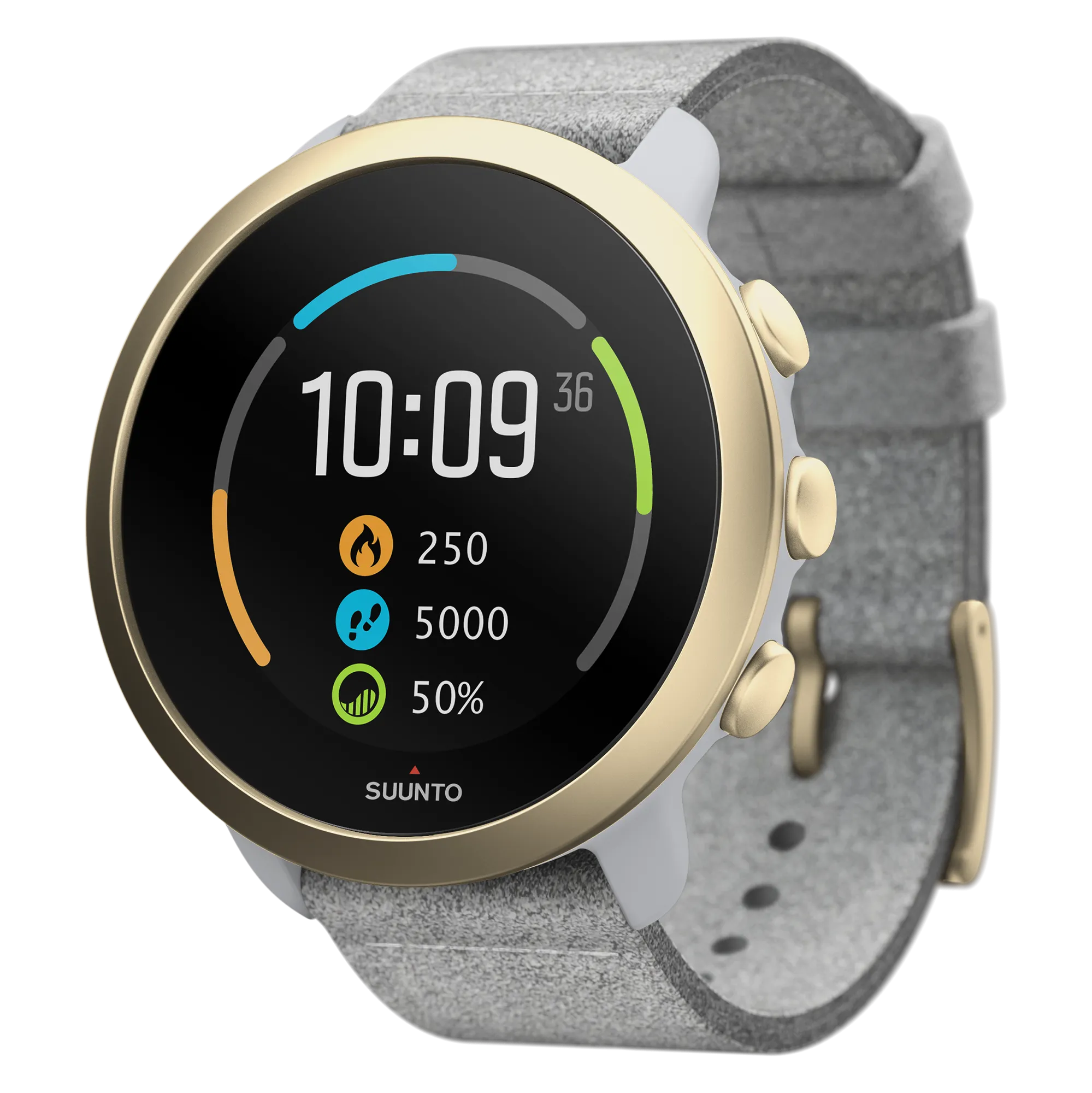 Suunto 3 Multisport Watch with Heart Rate Monitor, Pebble White Light Gold (SS050599000)