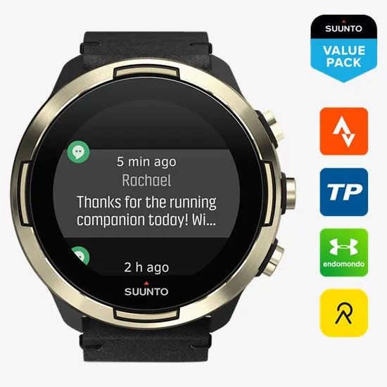 Suunto 9 Baro Multisport GPS Watch Gold Leather (SS050256000)