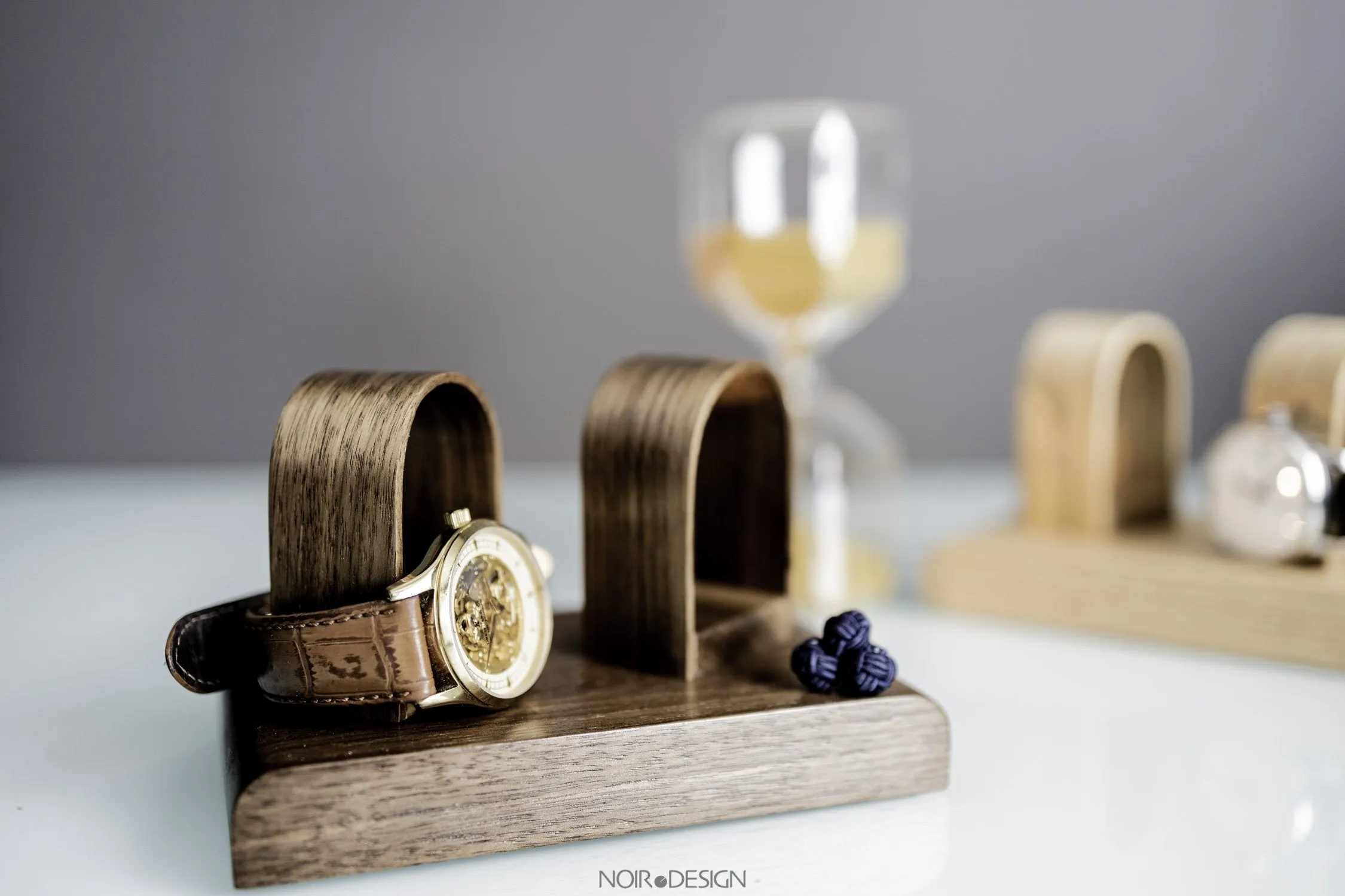 Watch Stand Display Holds 2 - Oak