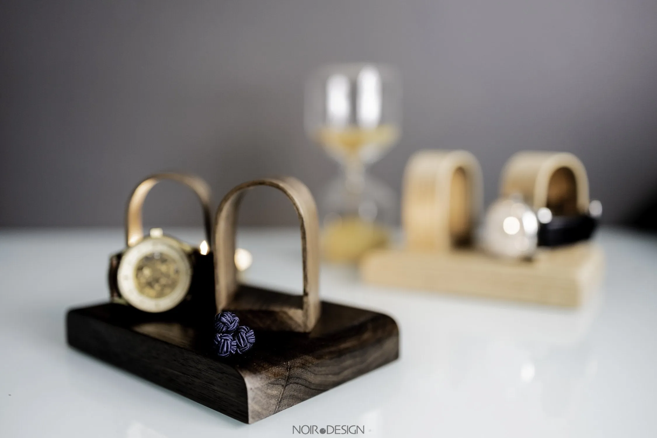 Watch Stand Display Holds 2 - Oak