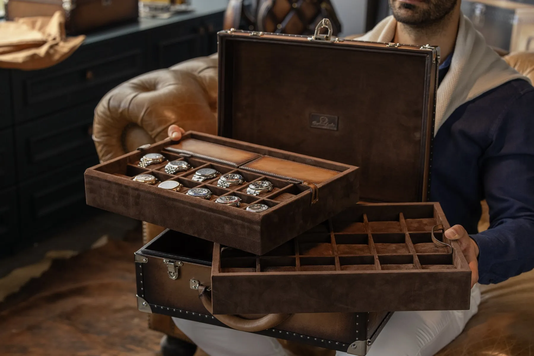 Watch Trunk - Patina Java Brown