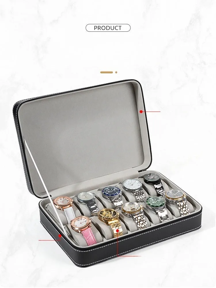 Zippered Watch Box for Travel and Storage